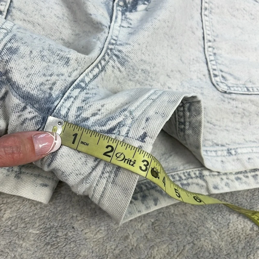 By Anthropologie Acid Wash Whitewash Denim Stretch Waist Paperbag Shorts Sz 8